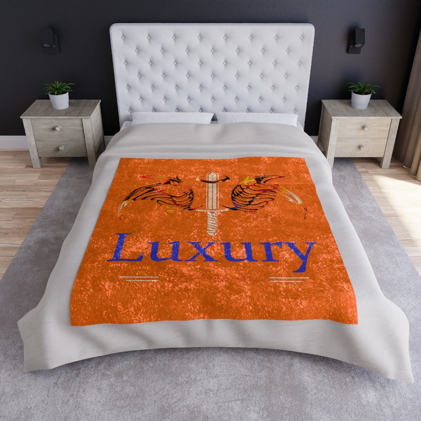 Dudda$ L.I.L "Summer Orange" Crushed Velvet Blanket