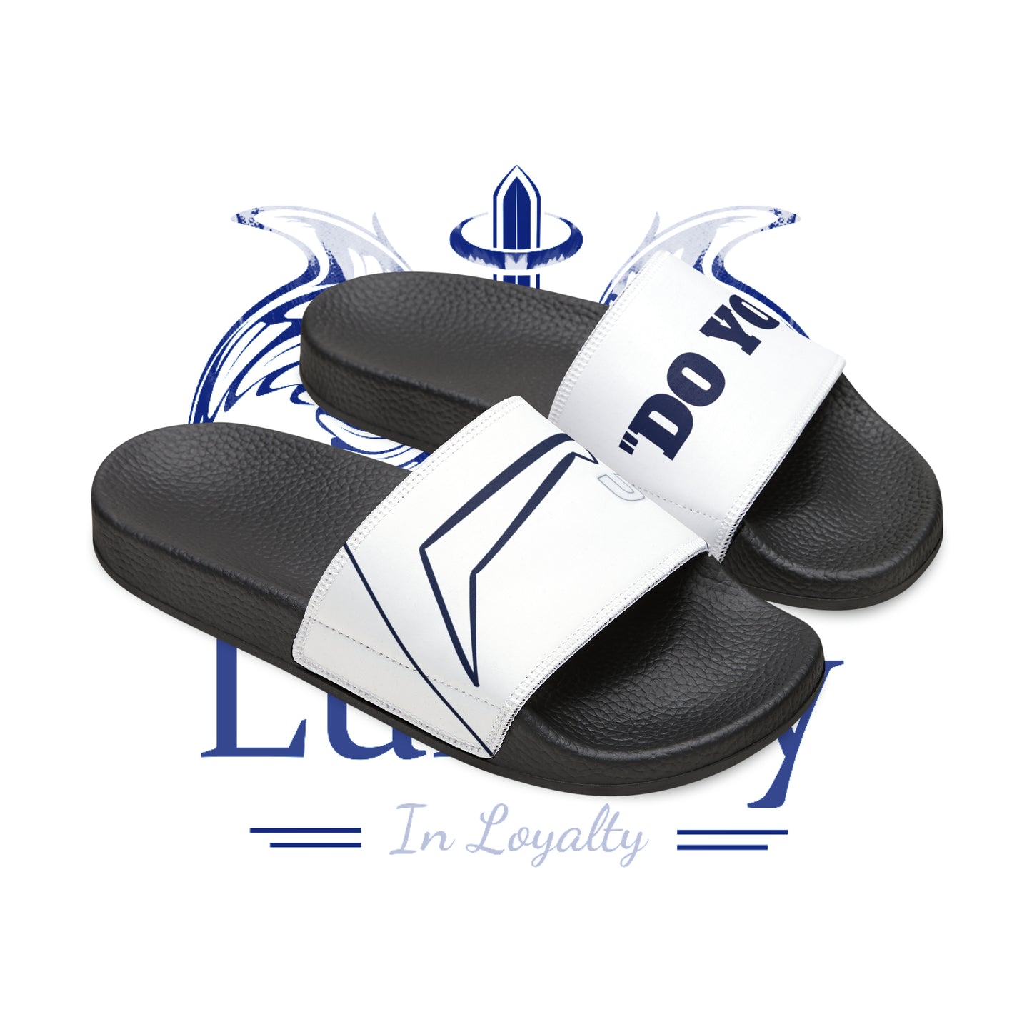 Dudda$ "Navy" White Slides (Mens)