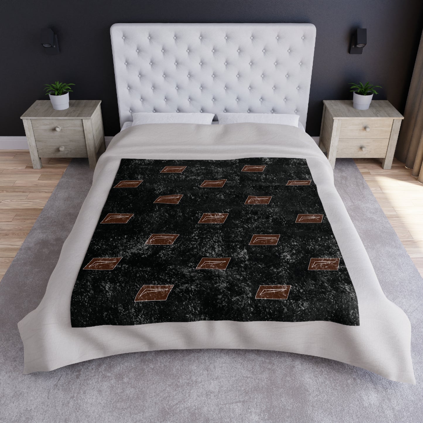Dudda$ "Brownie-Black" Crushed Velvet Blanket