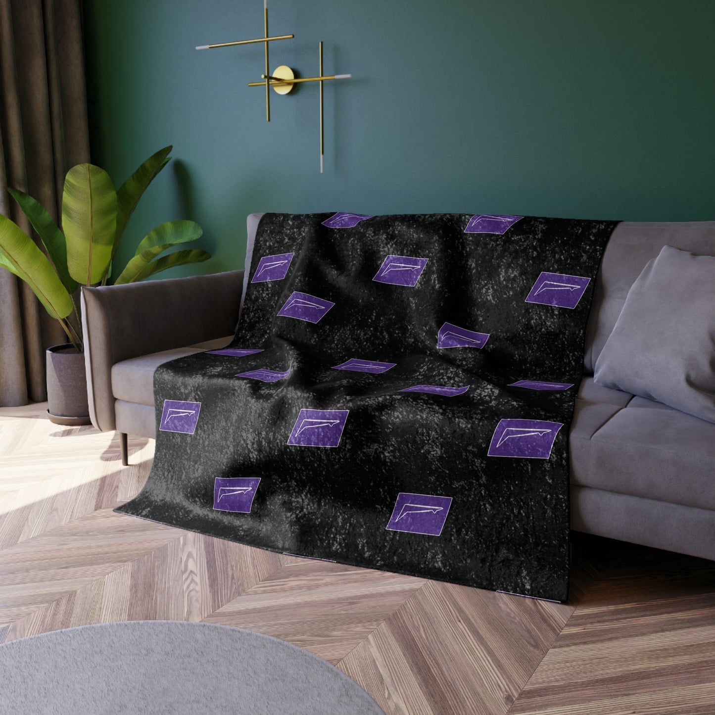 Dudda$ "Purple Pilot-Black" Crushed Velvet Blanket