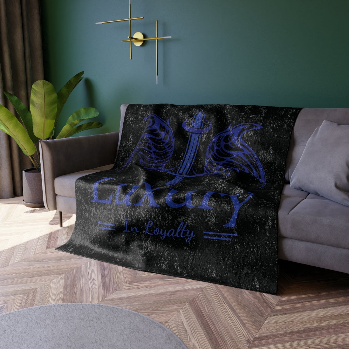 Dudda$ L.I.L "Big Blue-Black" Crushed Velvet Blanket