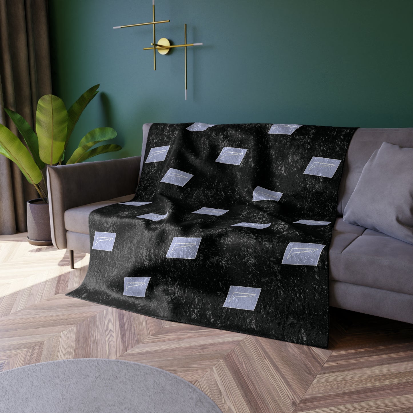 Dudda$ "Violet-Black" Crushed Velvet Blanket