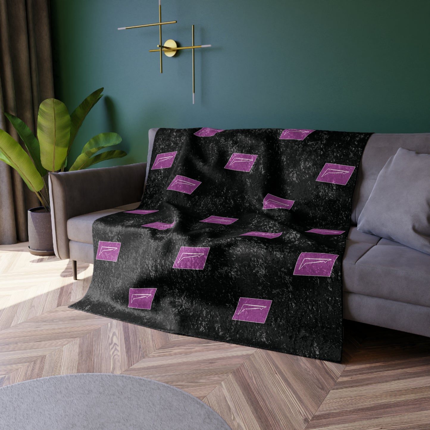 Dudda$ "Pink Heat-Black" Crushed Velvet Blanket