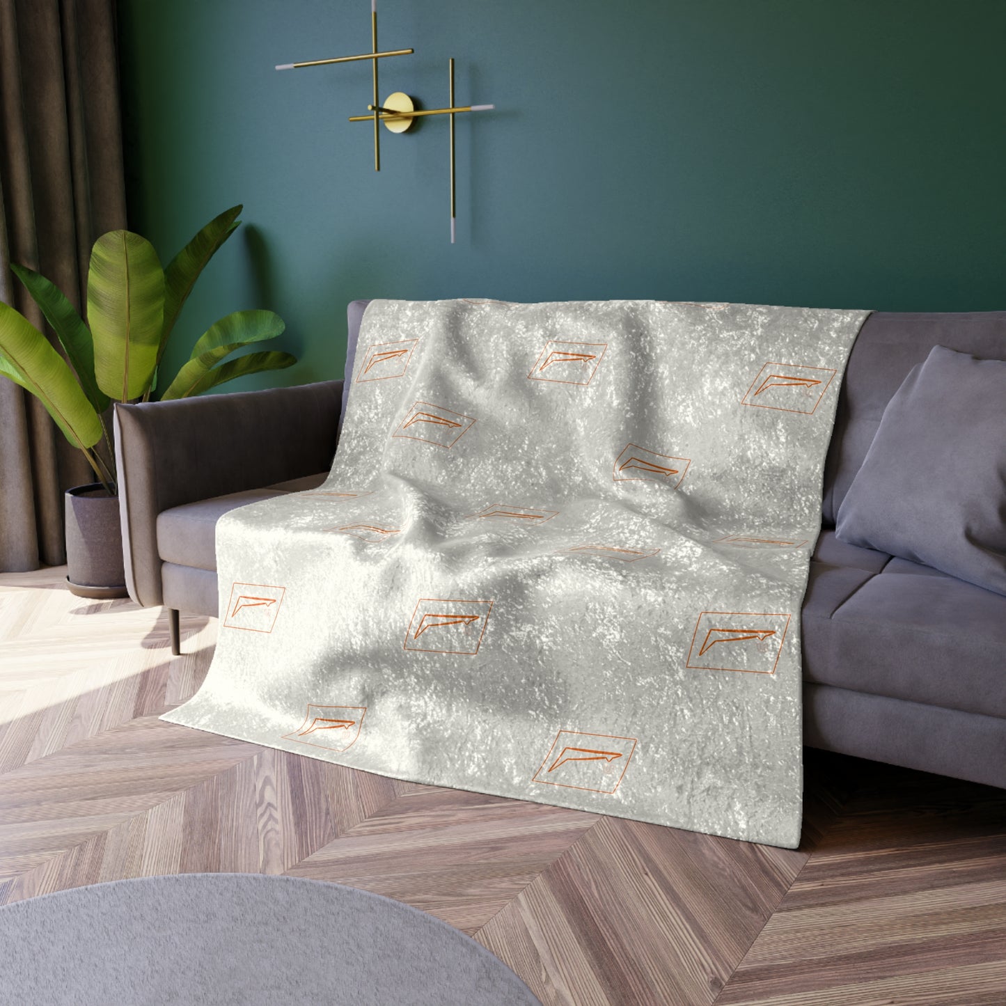 Dudda$ "Icy Orange" Crushed Velvet Blanket