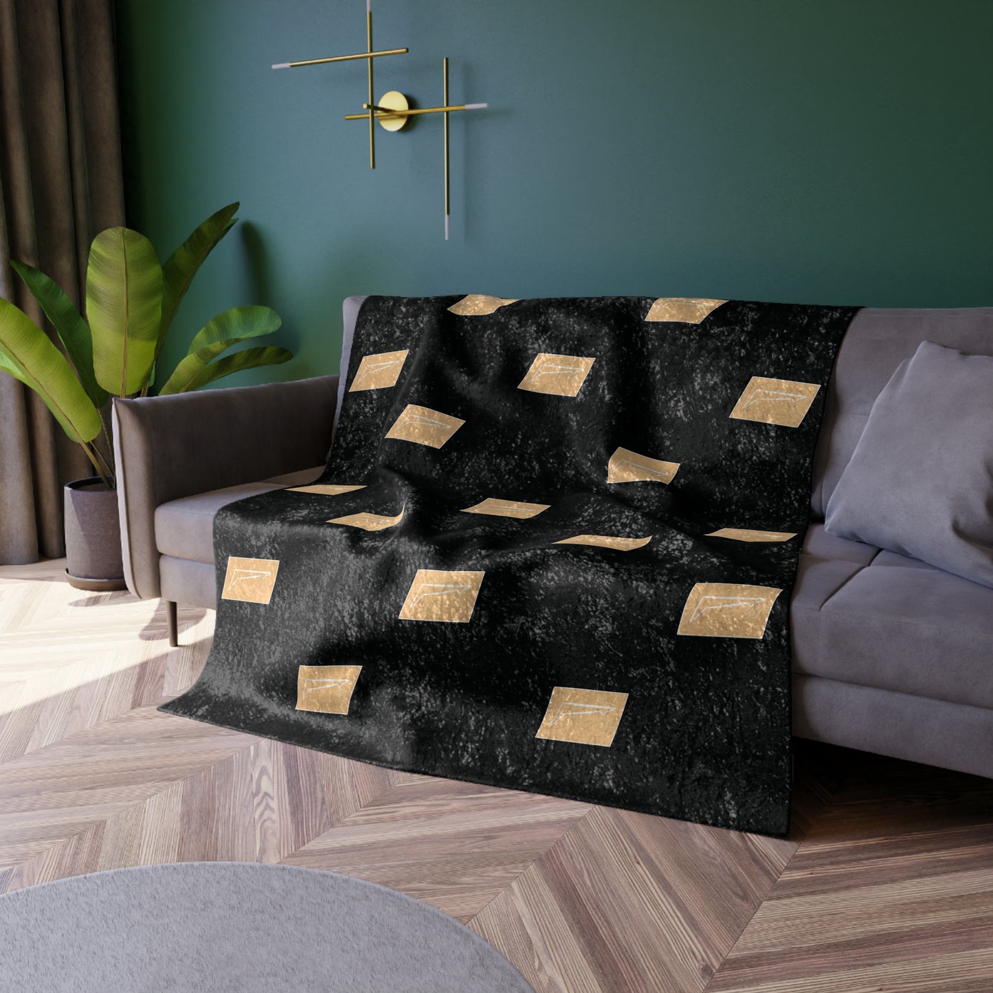 Dudda$ "Beach Brown-Black" Crushed Velvet Blanket