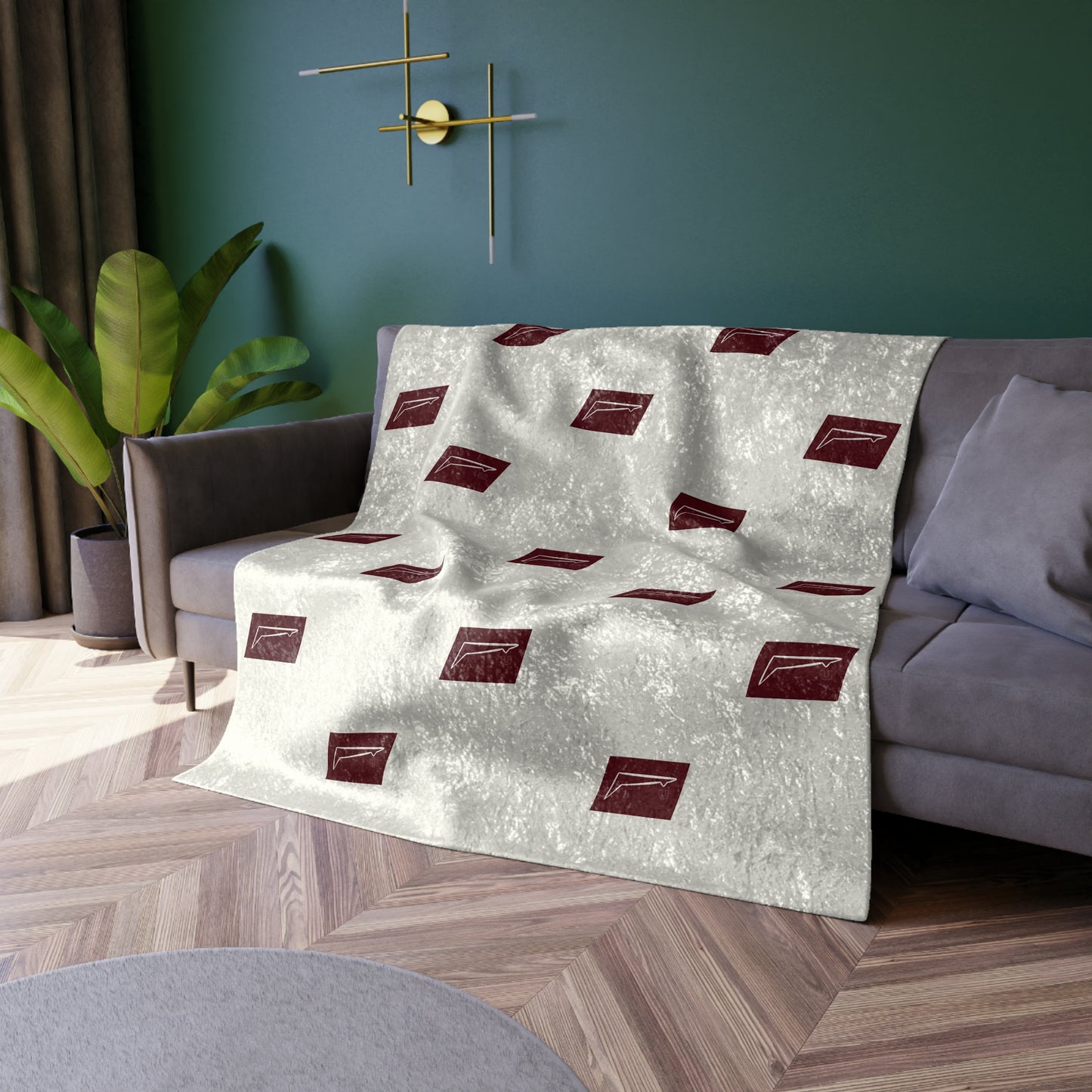 Dudda$ "Cherry-White" Crushed Velvet Blanket