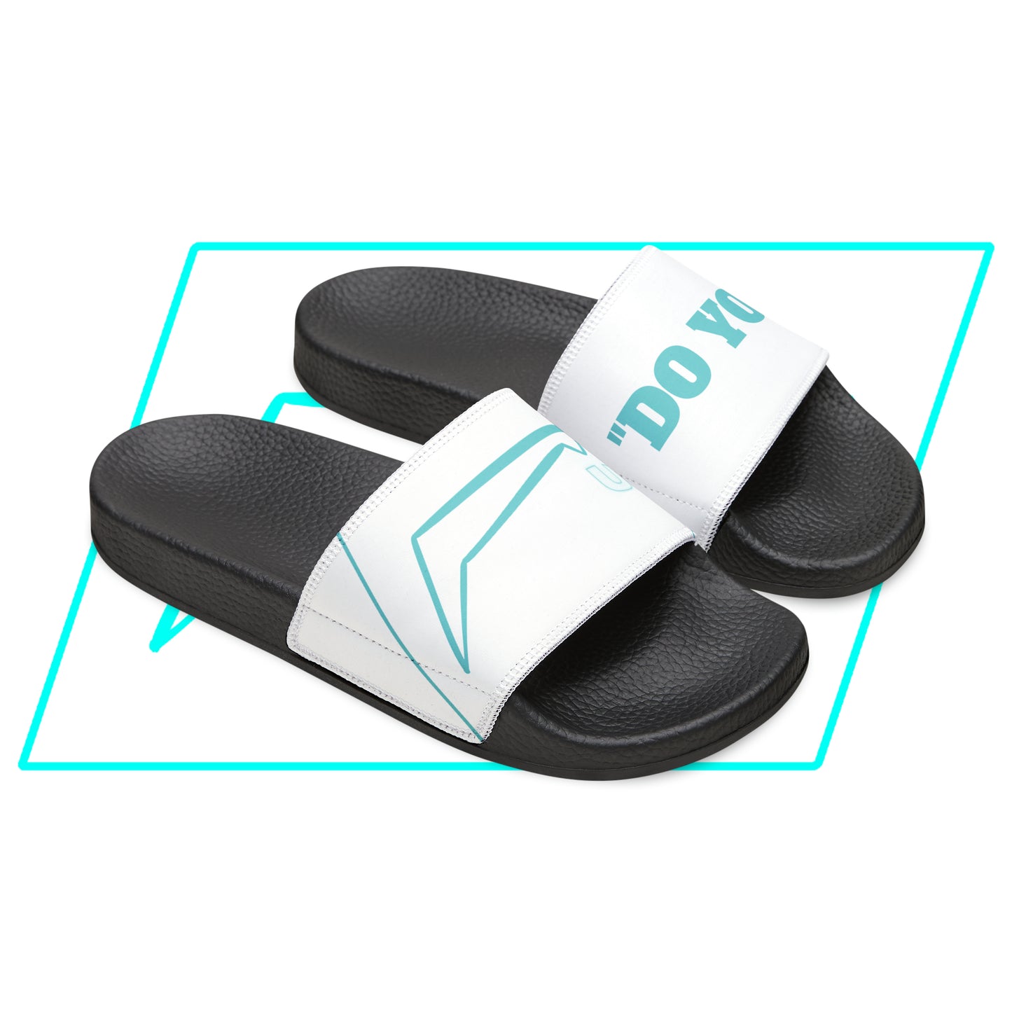 Dudda$ "Lightning Blue" White Slides (Mens)