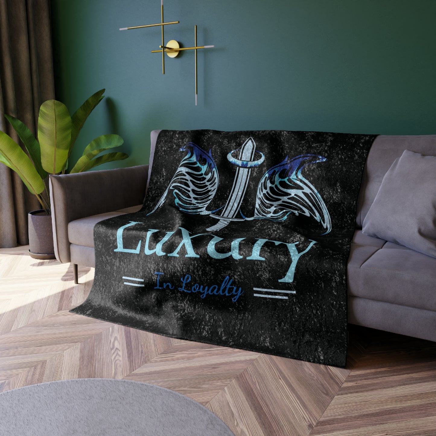 Dudda$ L.I.L "NC Blue-Black" Crushed Velvet Blanket