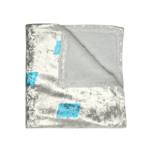 Dudda$ "NC Blue-White" Crushed Velvet Blanket