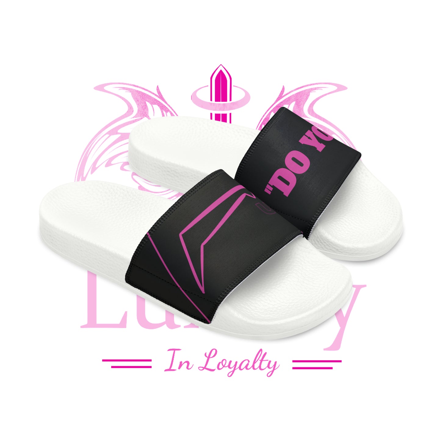 Dudda$ "Pink Heat" Black Slides (Mens)