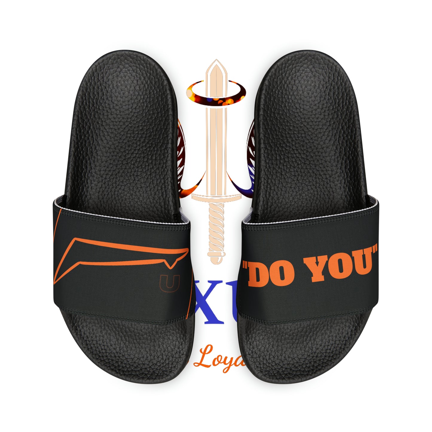 Dudda$ "Summer Orange" Black Slides (Mens)