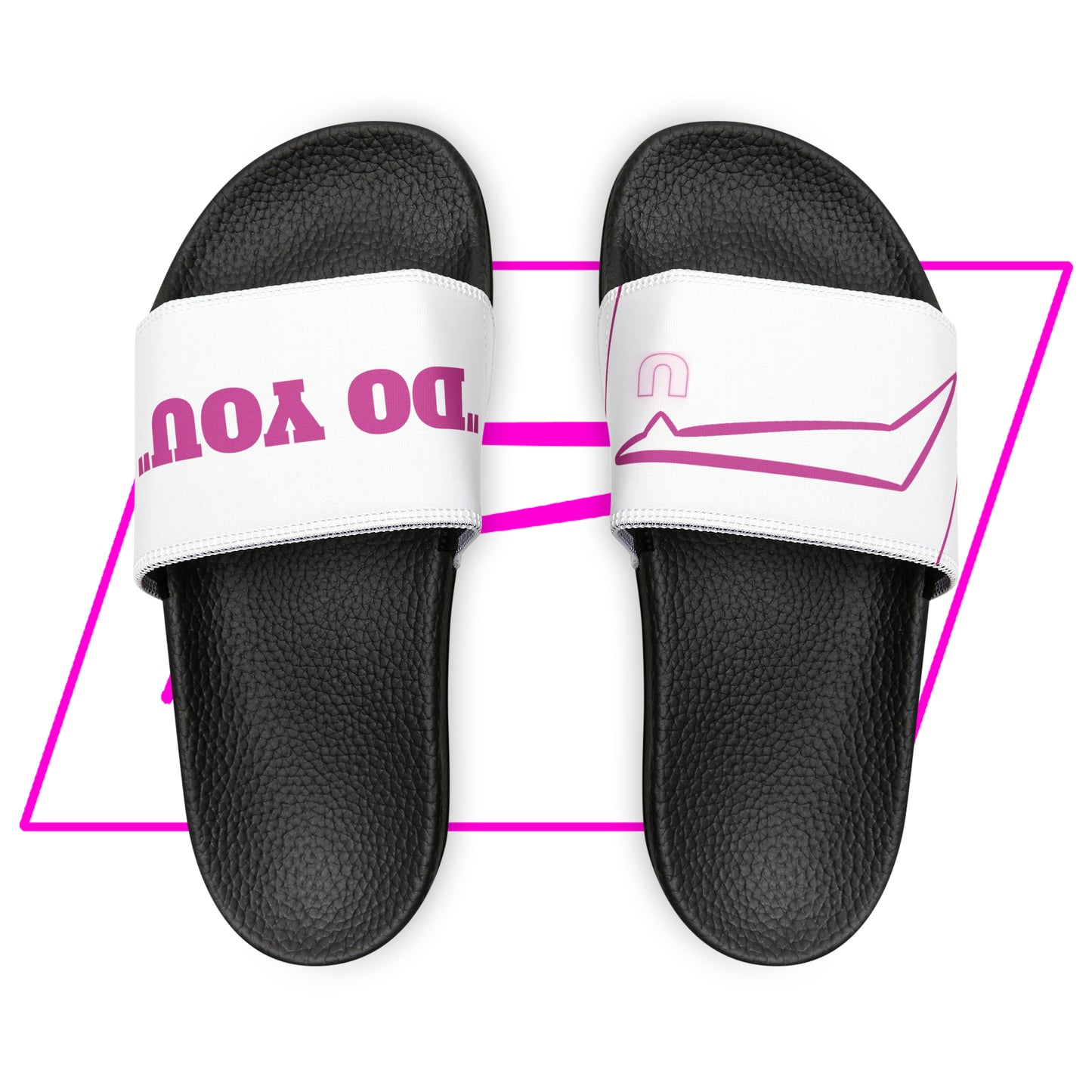 Dudda$ "Pink Heat" White Slides (Mens)