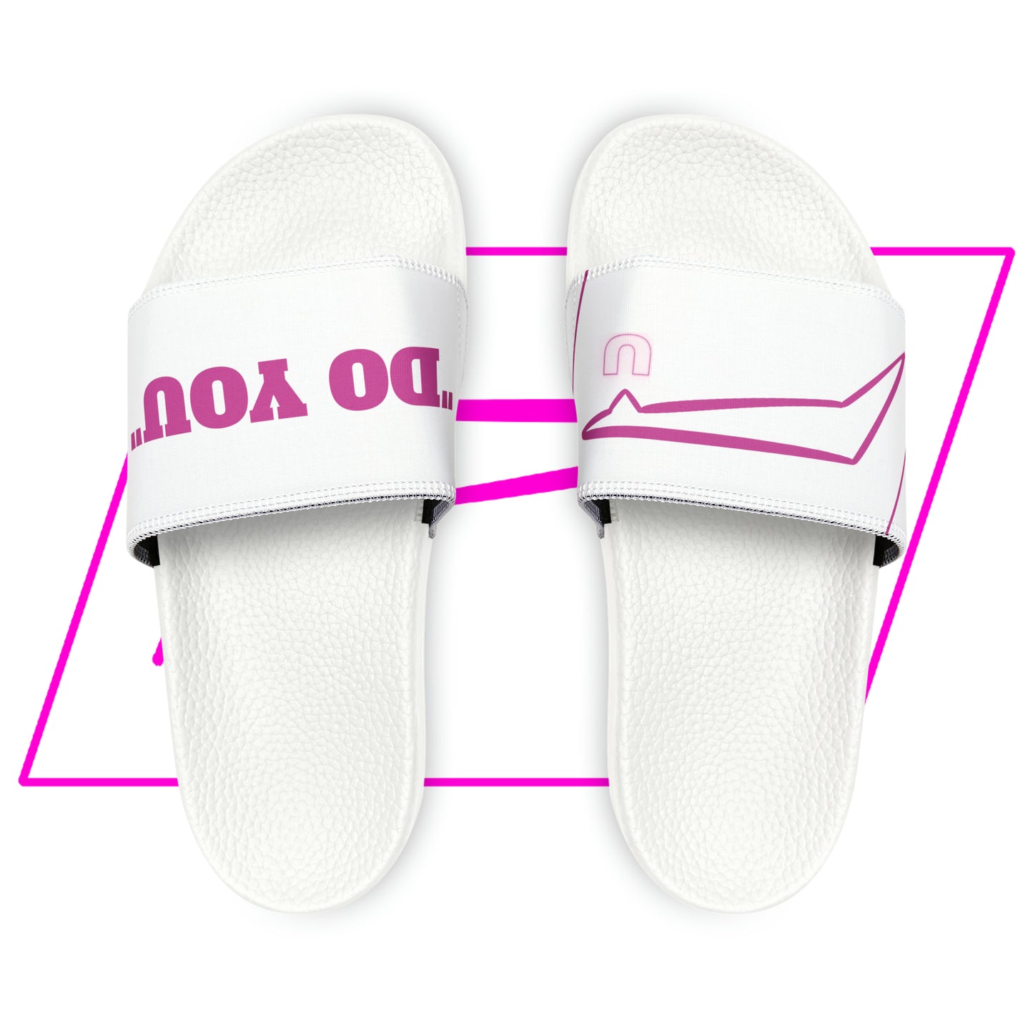 Dudda$ "Pink Heat" White Slides (Mens)