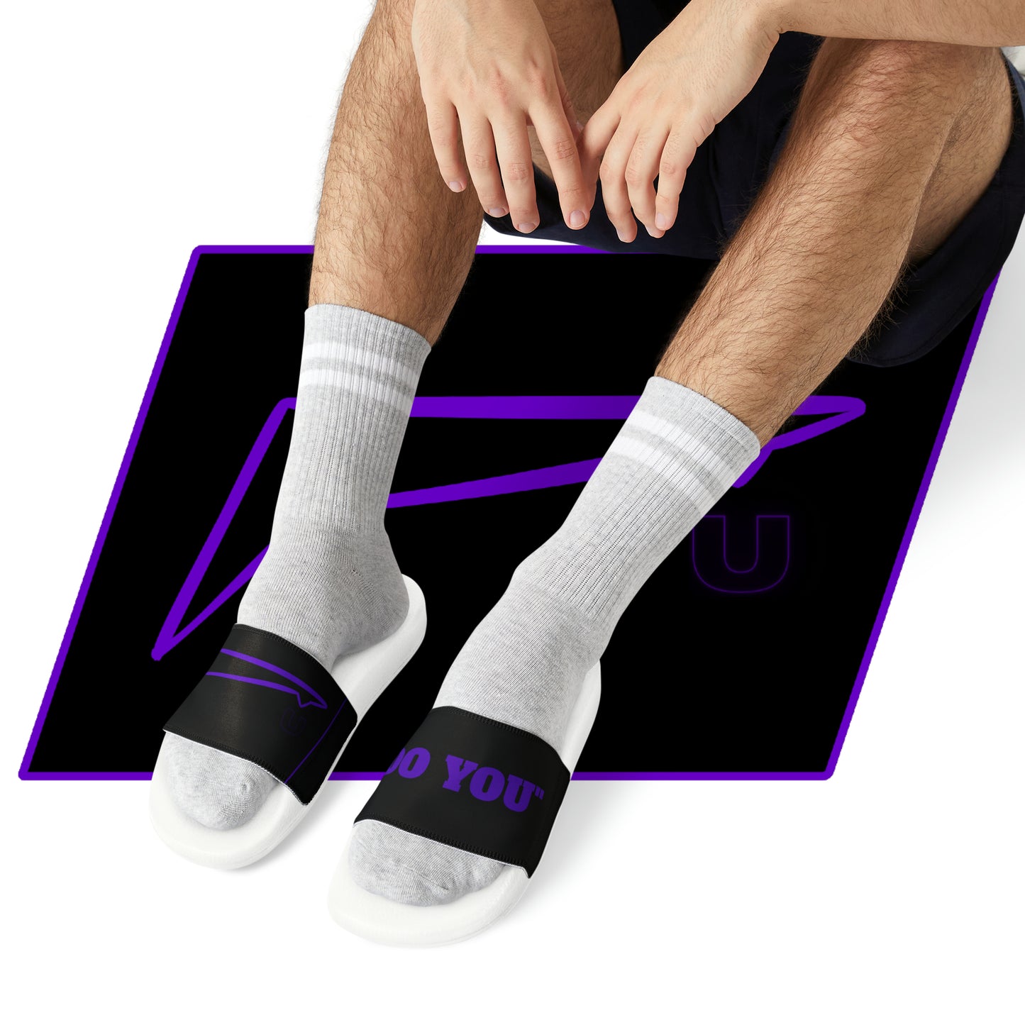 Dudda$ "Purple Pilot" Black Slides (Mens)