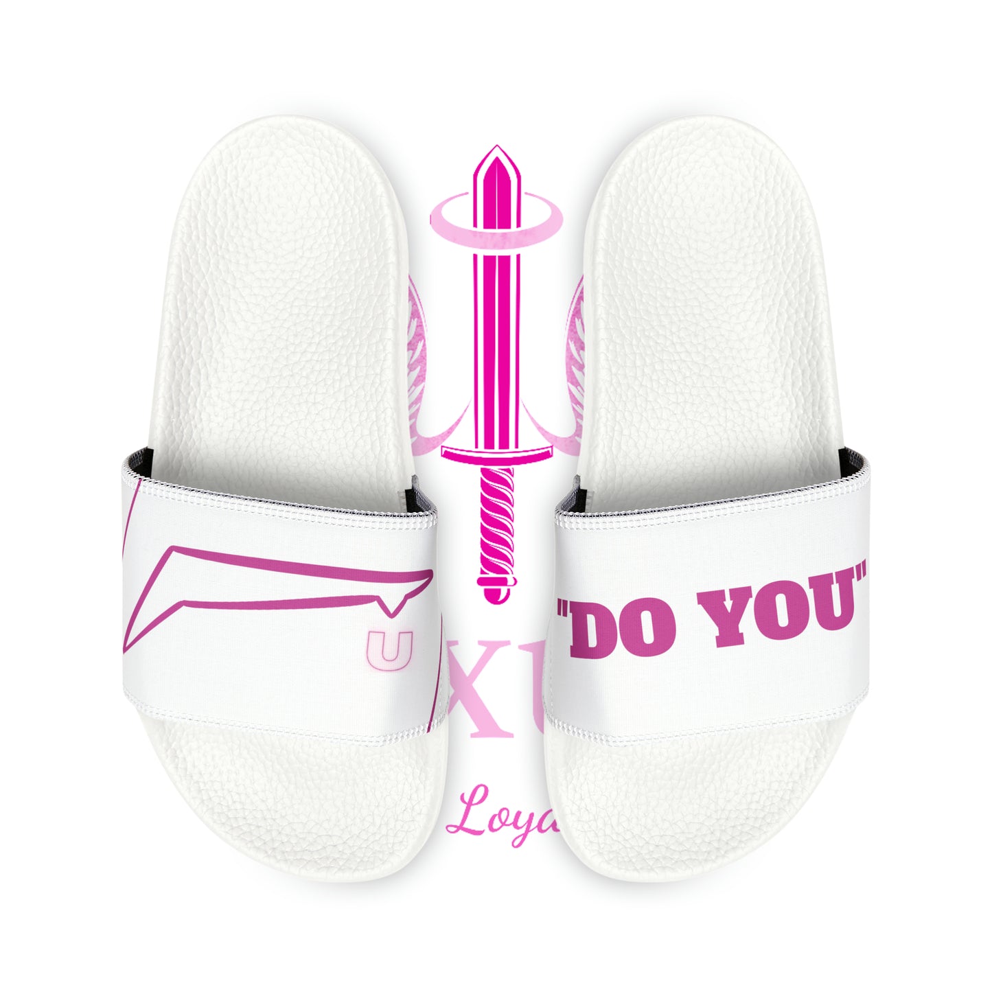 Dudda$ "Pink Heat" White Slides (Mens)