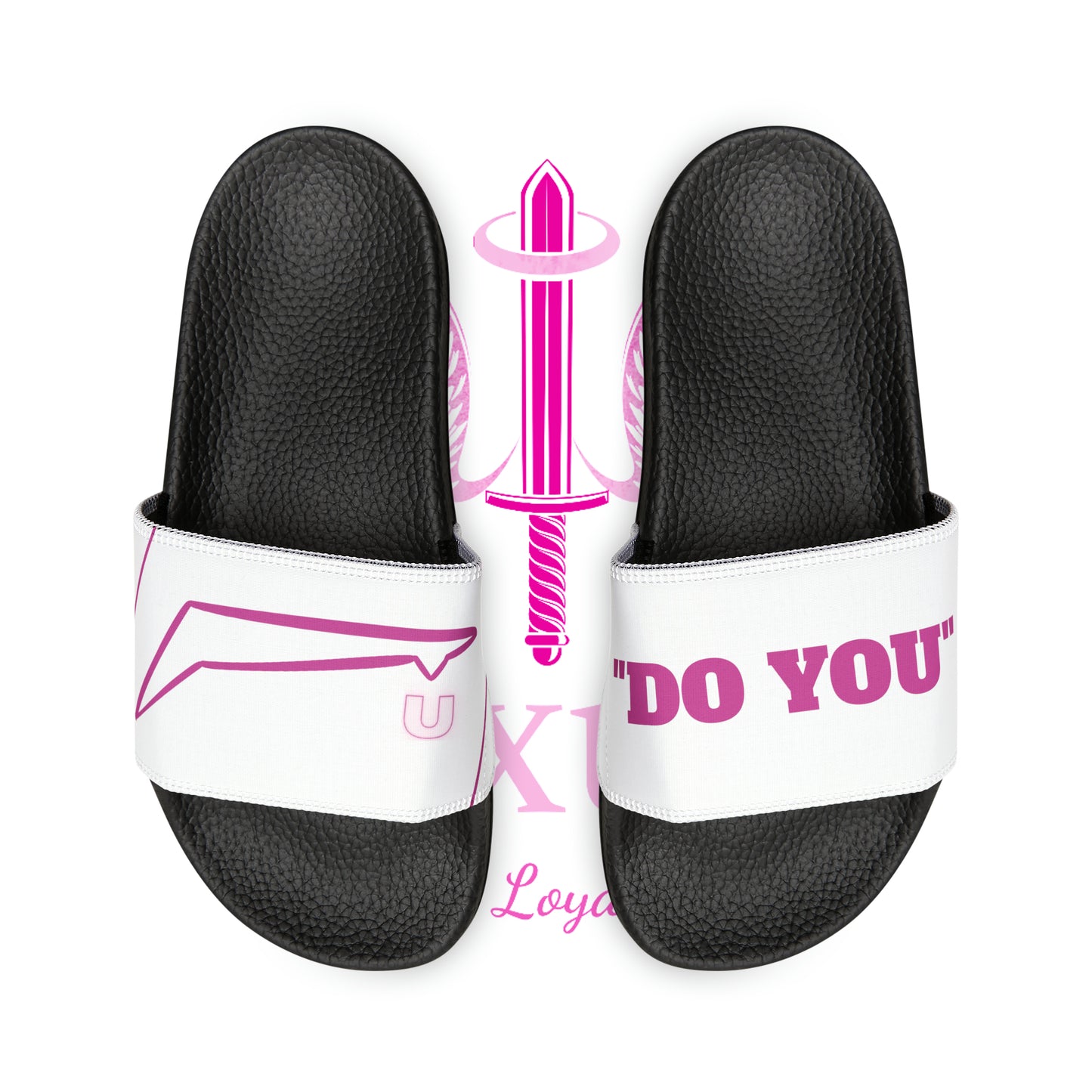 Dudda$ "Pink Heat" White Slides (Mens)