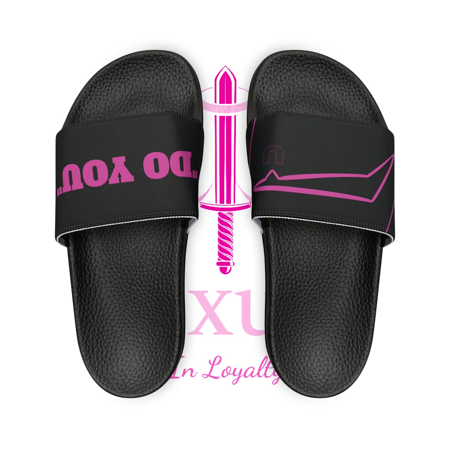 Dudda$ "Pink Heat" Black Slides (Mens)