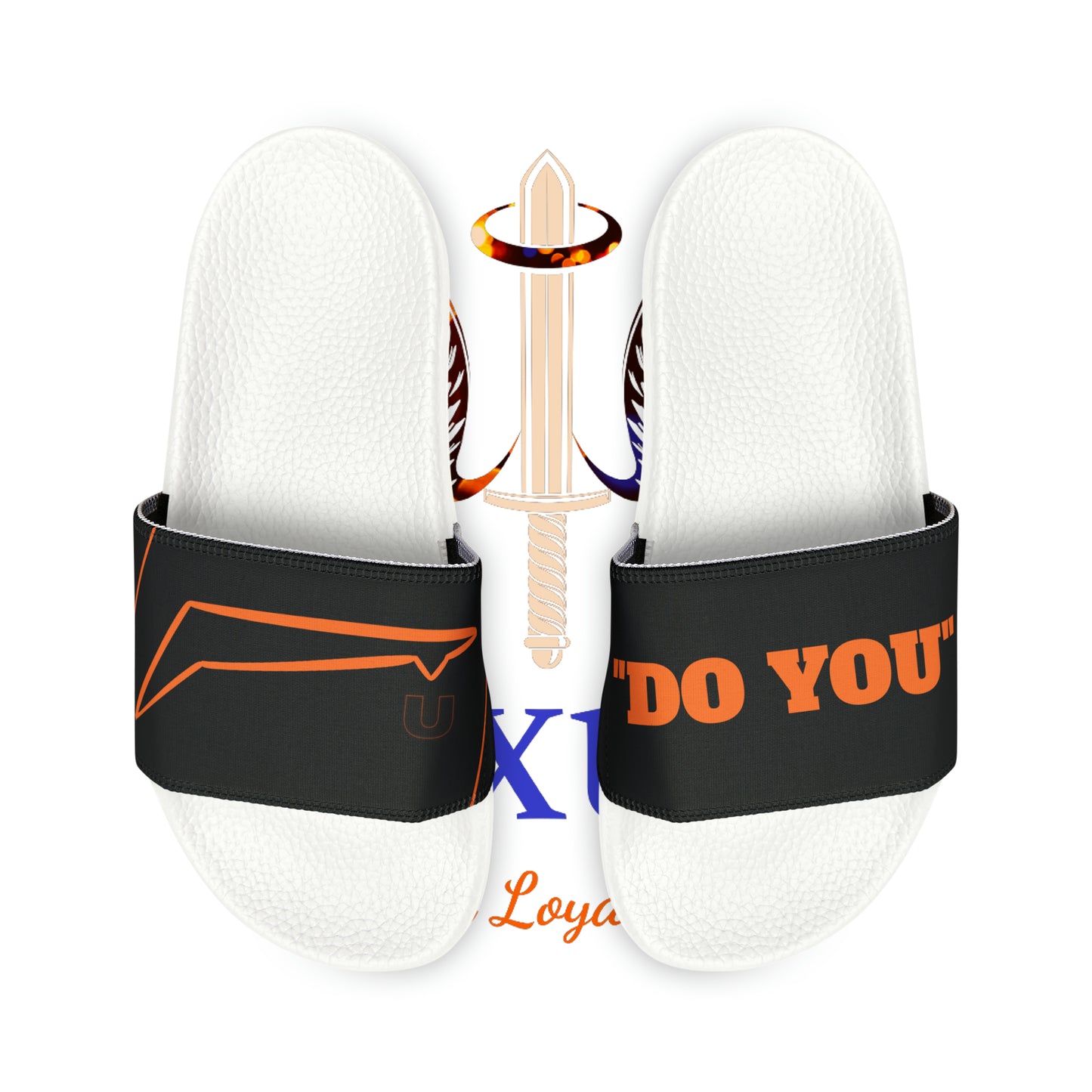 Dudda$ "Summer Orange" Black Slides (Mens)