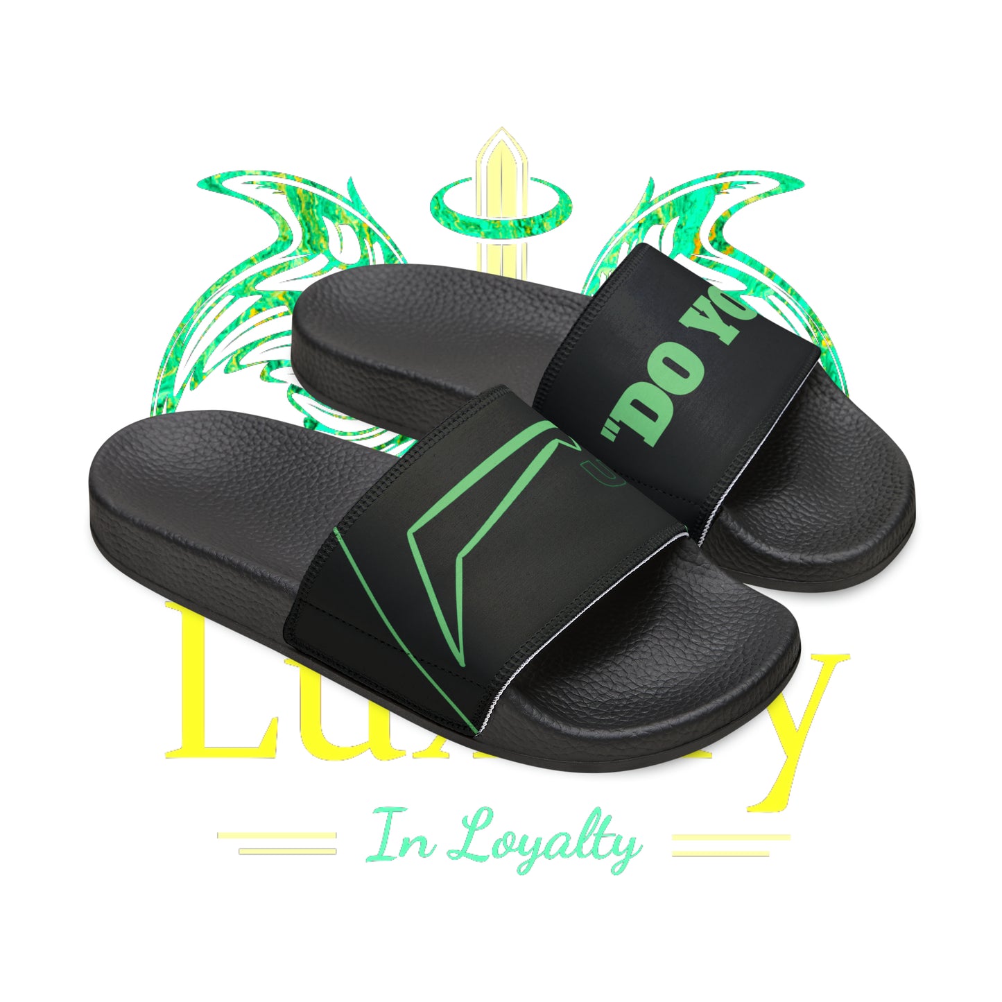 Dudda$ "Aqua" Black Slides (Mens)