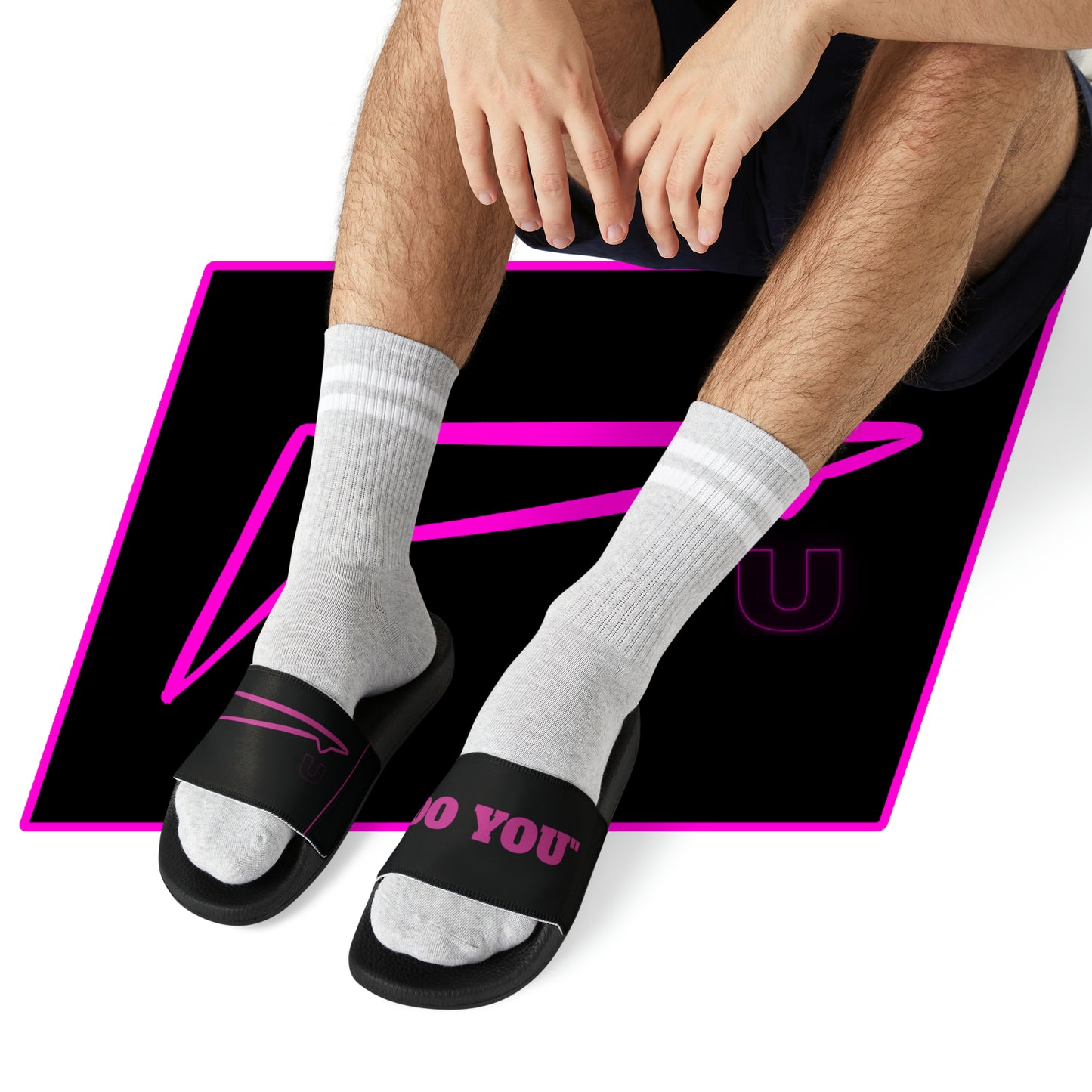 Dudda$ "Pink Heat" Black Slides (Mens)