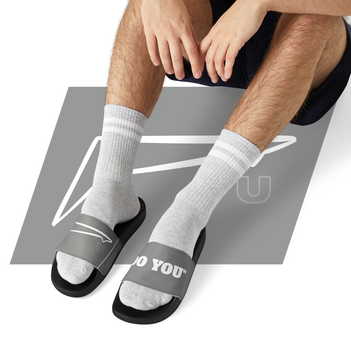 Dudda$ "Wolf Grey" Slides (Mens)