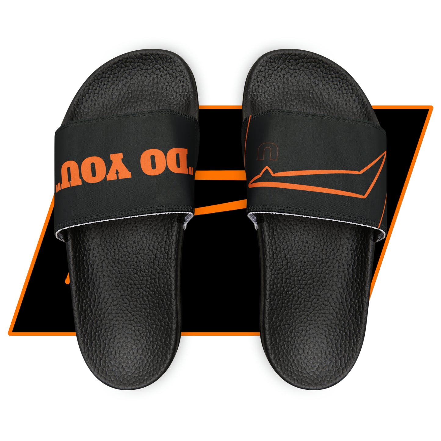 Dudda$ "Summer Orange" Black Slides (Mens)