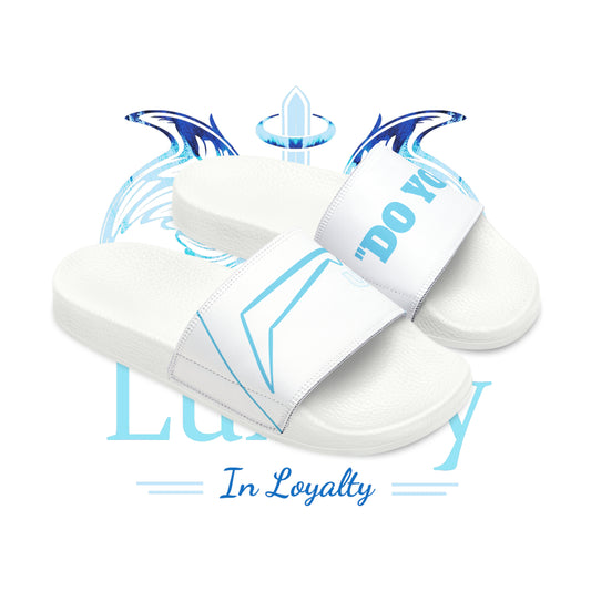 Dudda$ "NC Blue" White Slides (Mens)